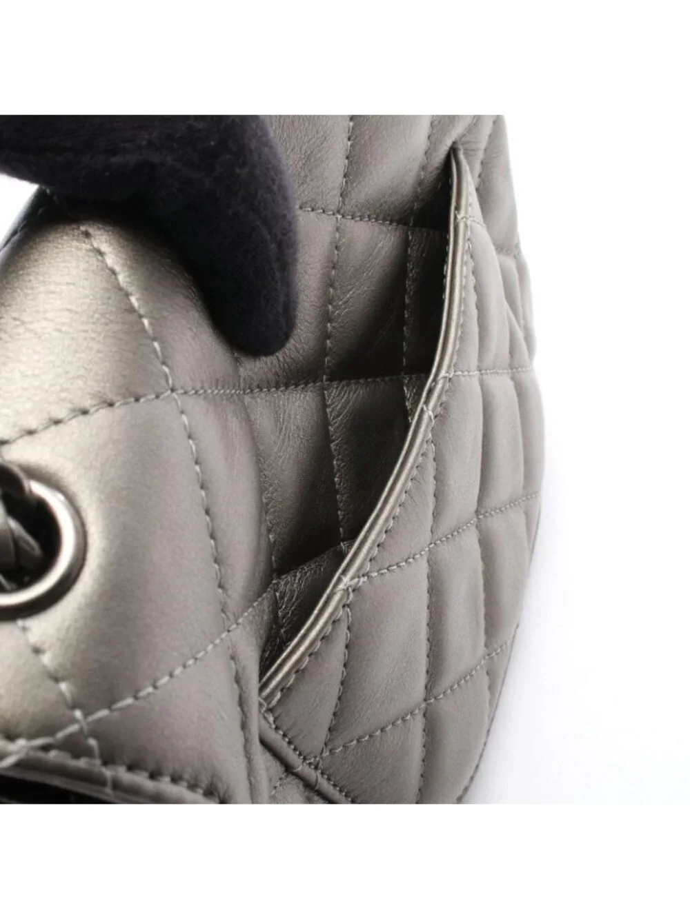 Chanel Shoulder Bag Quilted Round Flap Small Metallic Sill Bague Lambskin Chain